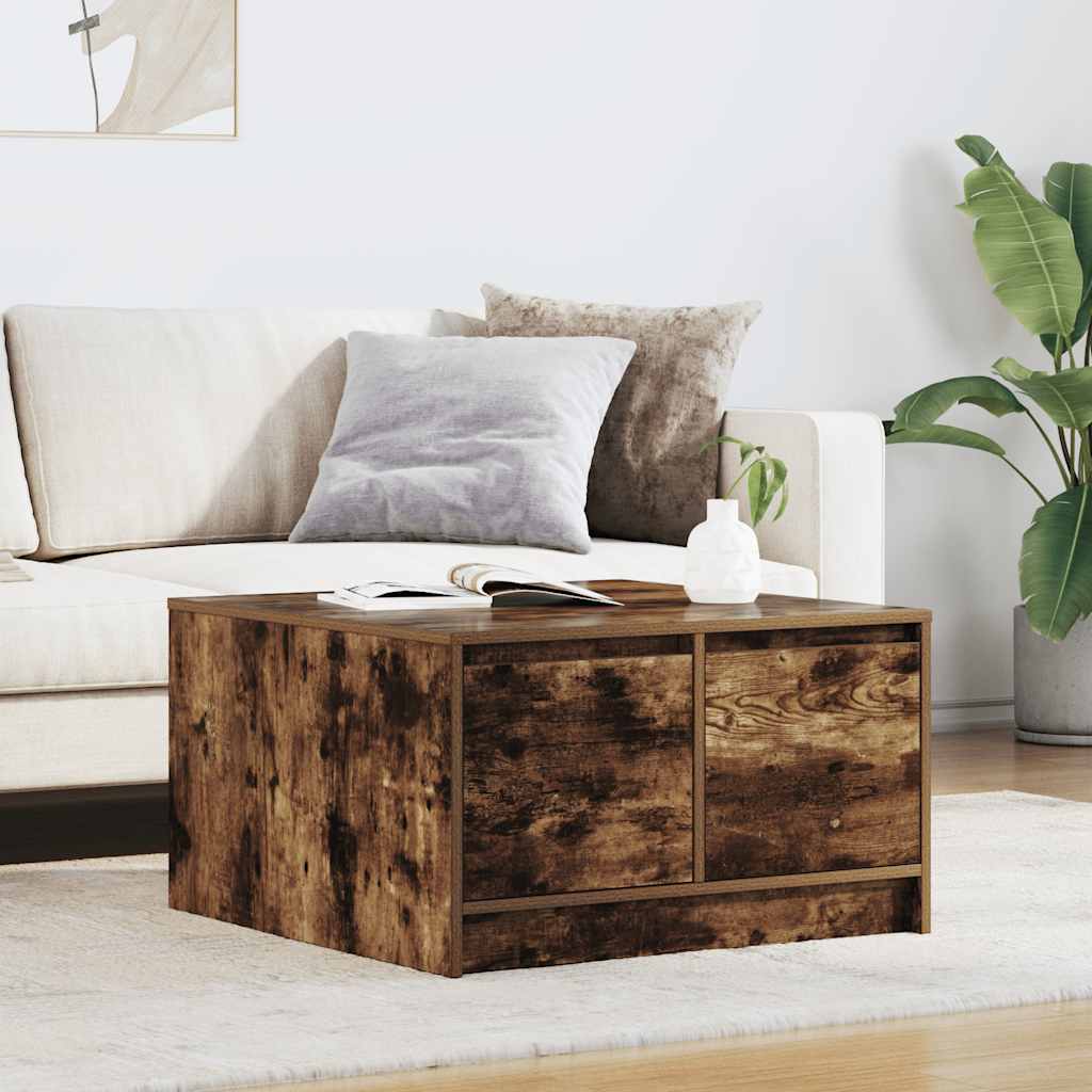 Coffee Table with Drawers Smoked Oak 70.5x70x40 cm